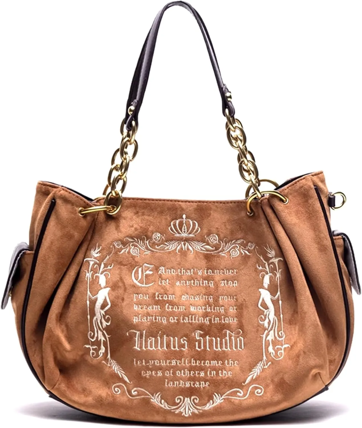 Top-handle Satchel Vintage Inspired Purse Gothic Tote Bag Embroidery Handbag Niche Large Capacity Single Chain Shoulder Bag