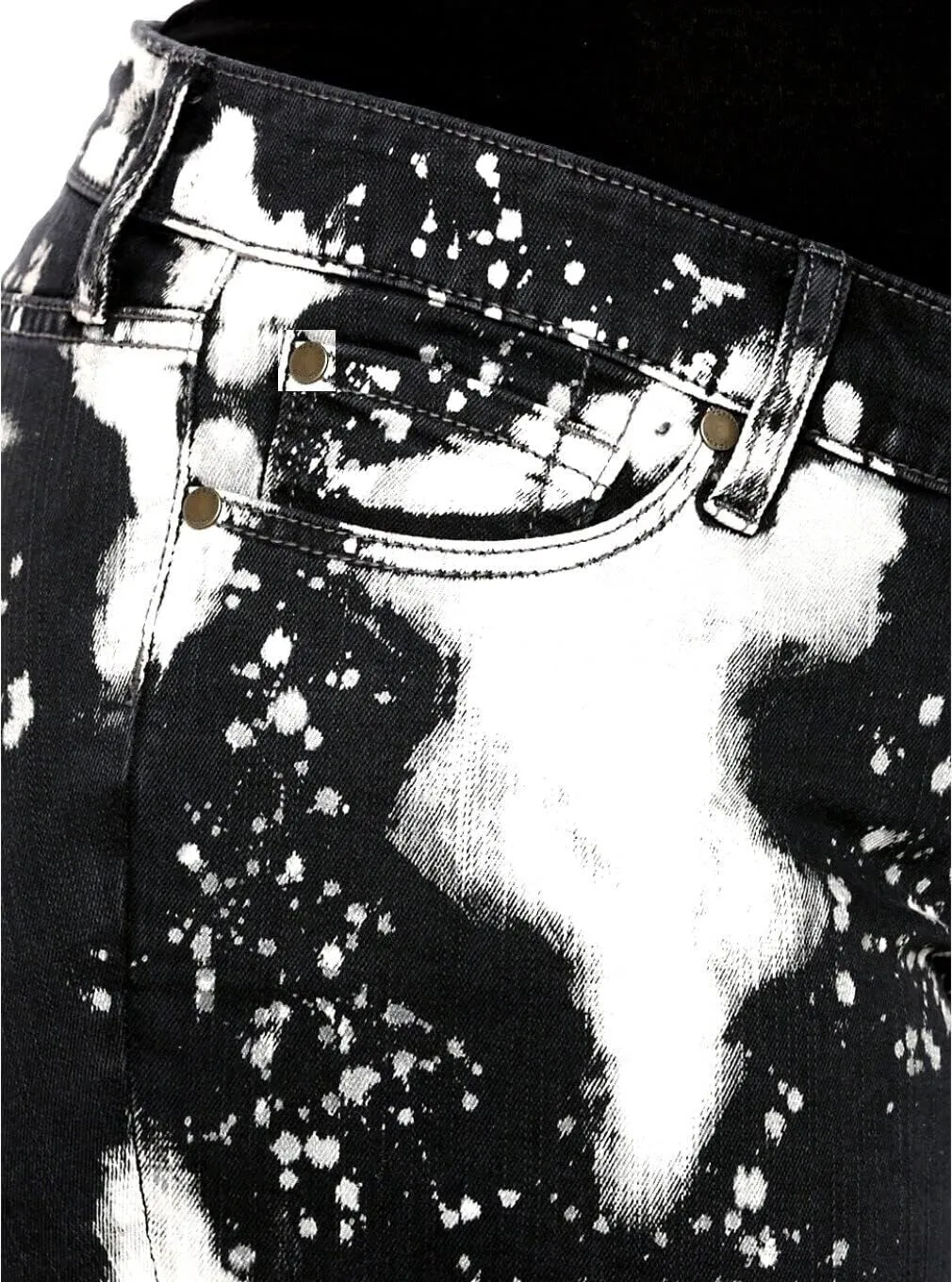 TORRID/Jack David Womens Plus Size Shorts Stretch Distressed TIE-DYE BLACK & WHITE Cotton Denim Jeans