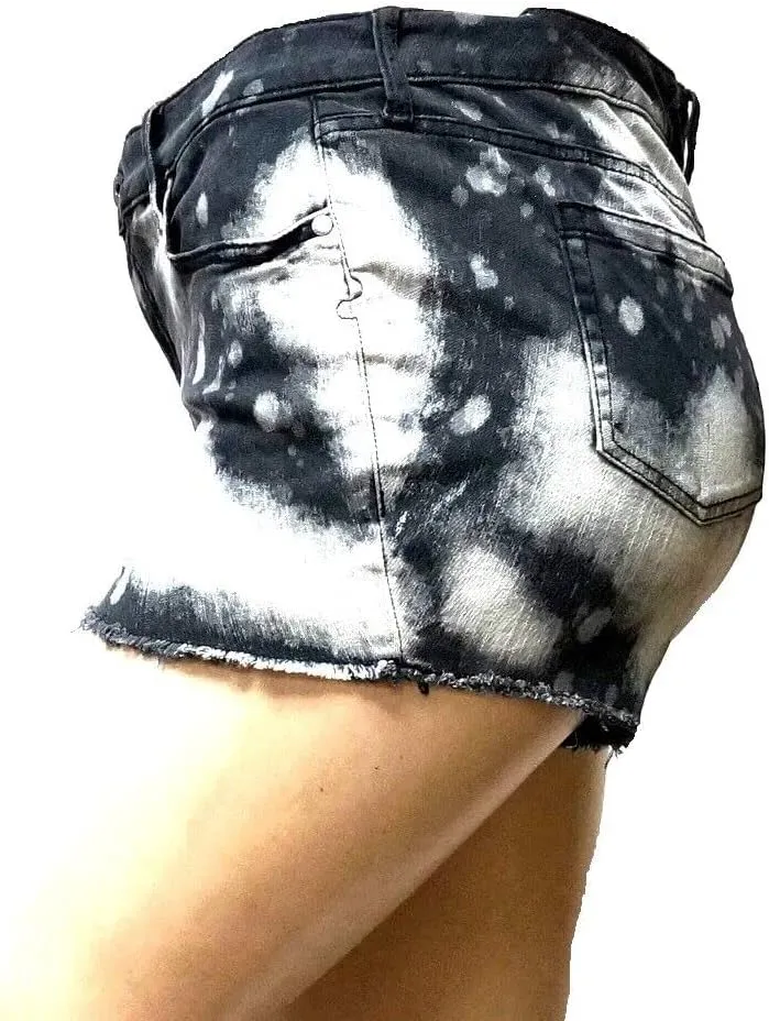 TORRID/Jack David Womens Plus Size Shorts Stretch Distressed TIE-DYE BLACK & WHITE Cotton Denim Jeans