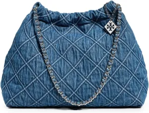 Tory Burch Women's Fleming Soft Denim Drawstring Bag