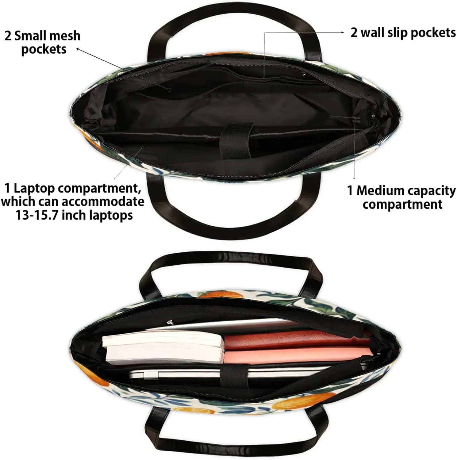 Tote Bag for Women with Zipper, Laptop Tote Bags Laptop Sleeve Case Shoulder Bag