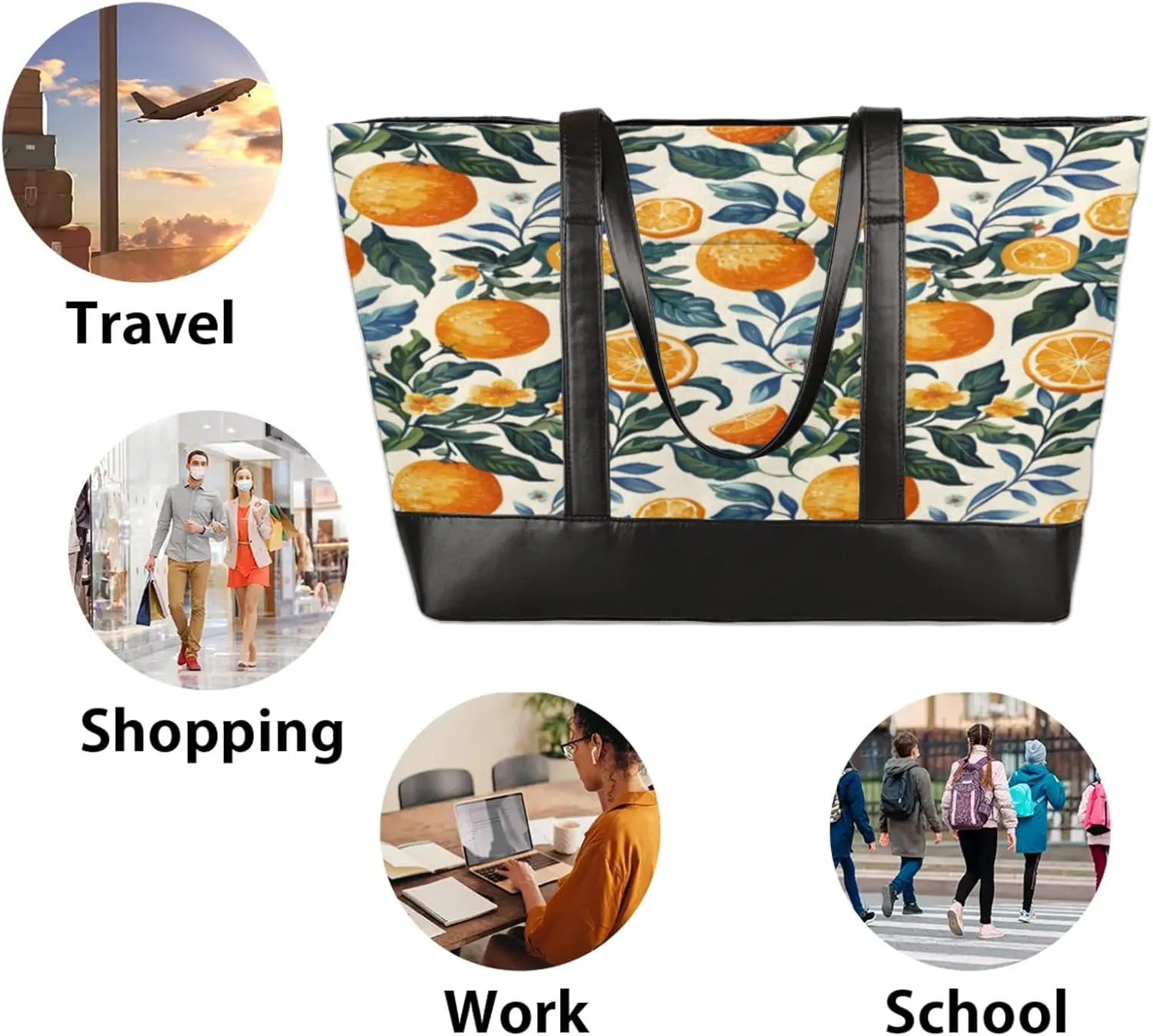Tote Bag for Women with Zipper, Laptop Tote Bags Laptop Sleeve Case Shoulder Bag