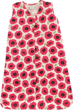 Touched by Nature Unisex Baby Organic Cotton Sleeveless Wearable Sleeping Bag, Sack, Blanket, Poppy, 6-12 Months