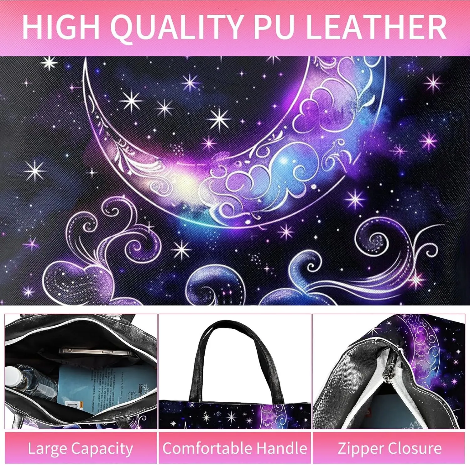 Travel Tote Bags Leather Purses for Women, Shoulder Bag with Zipper, Top Handle Ladies Shoulder Bags
