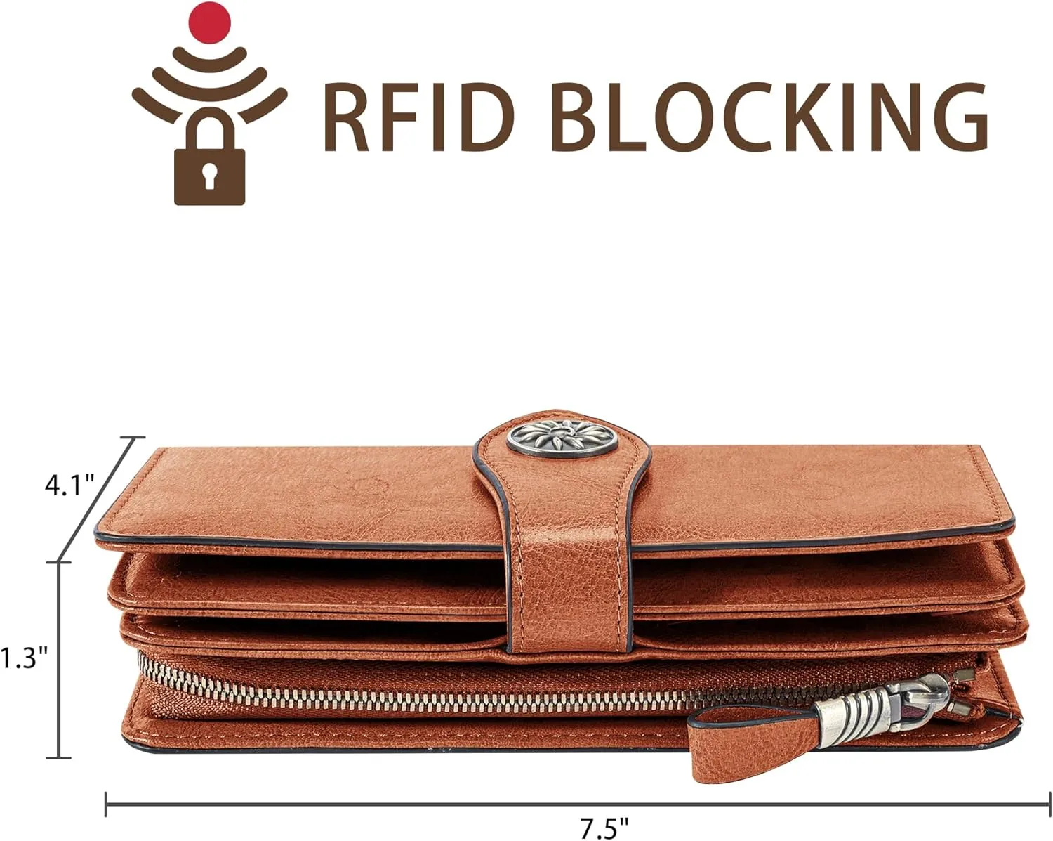 Travelambo Women's Wallet RFID Blocking Credit Card Holder Large Capacity Wristlet Leather Wallets Purse