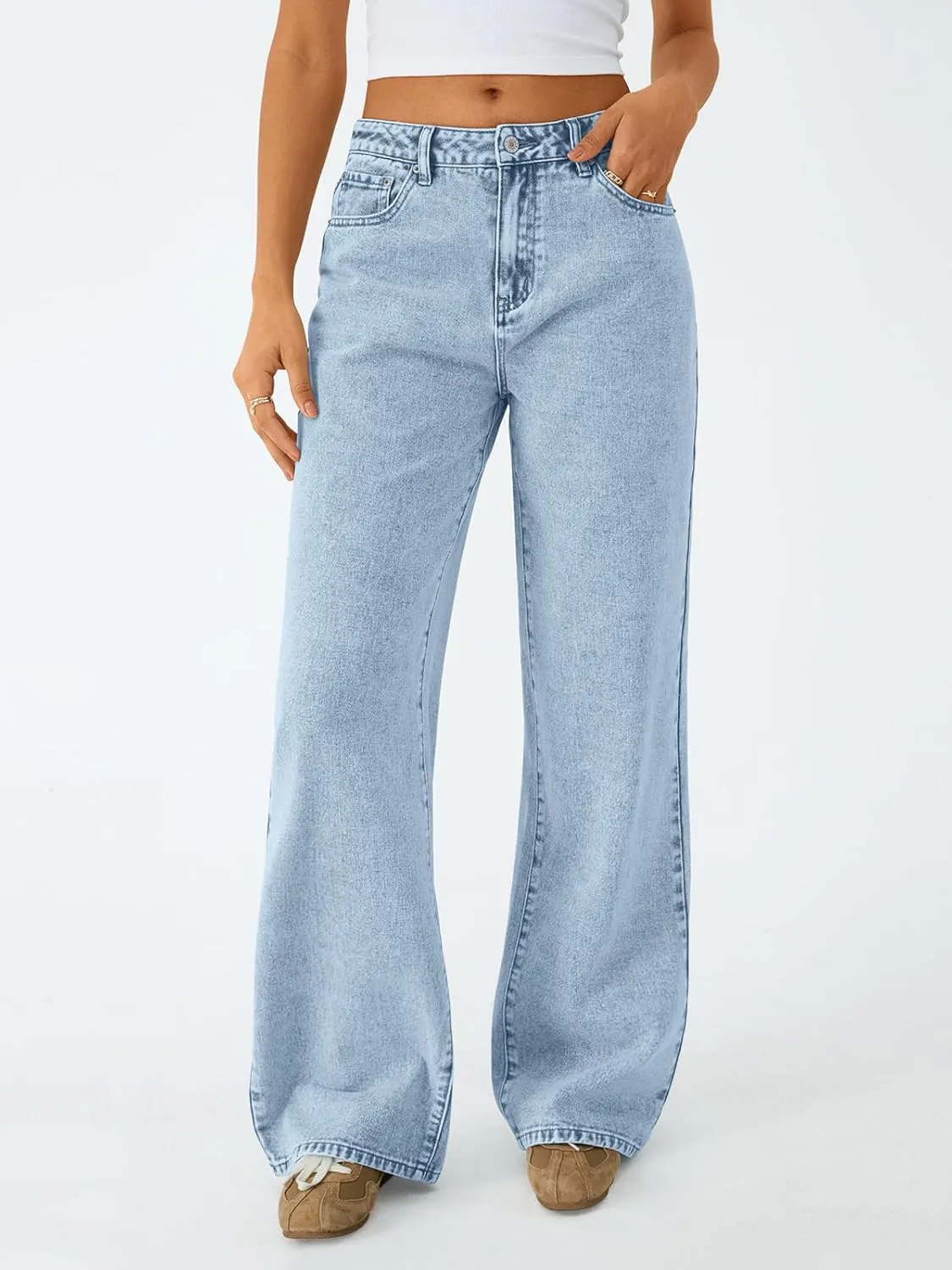 Trendy Queen Jeans for Women Wide Straight Leg High Waisted Stretchy Baggy Jeans Fashion Loose Denim Pants Summer 2025