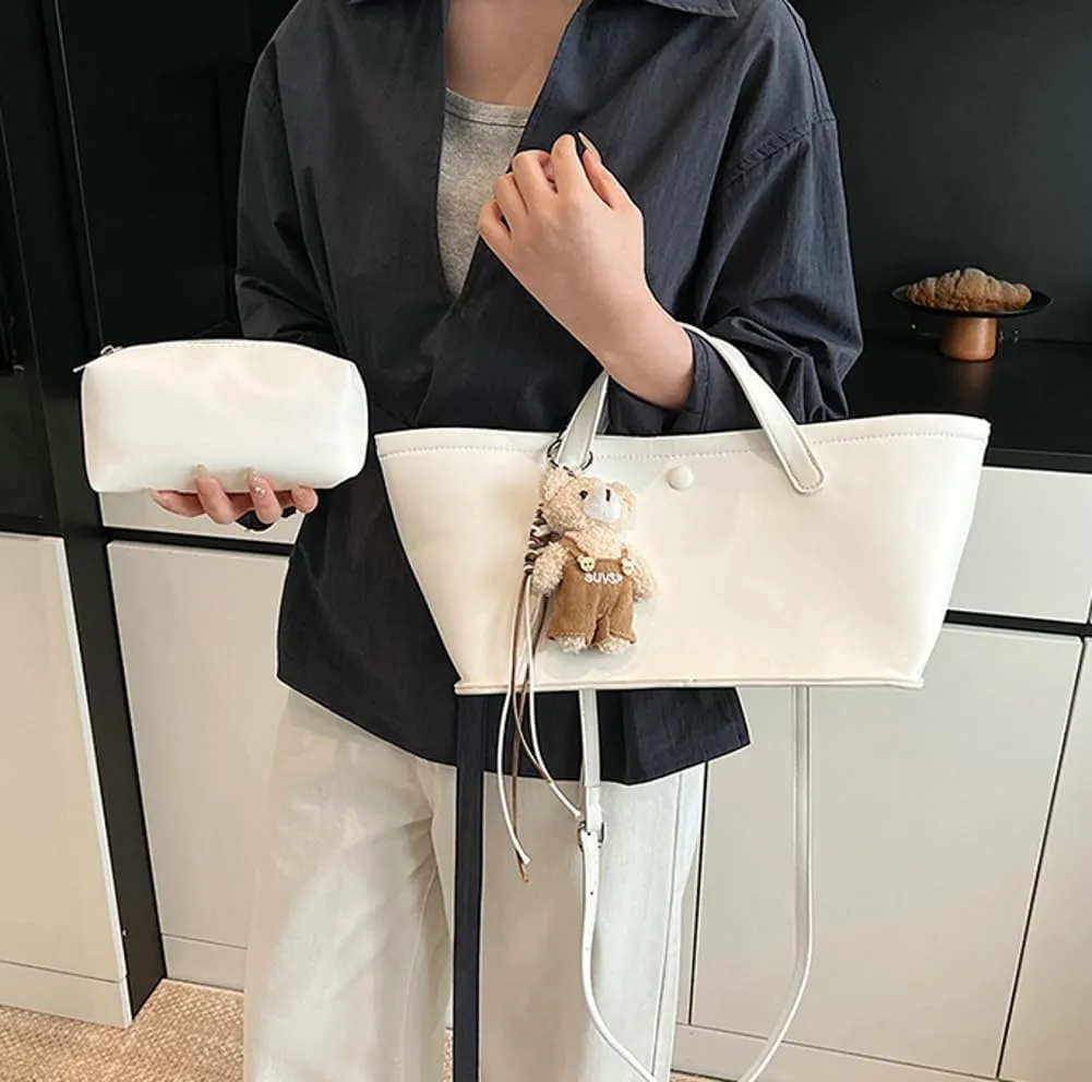 Trendy Tote Bag for Women Retro Casual Shoulder Bags PU Leather Work Handbags Satchel with Removeable Strap 2025