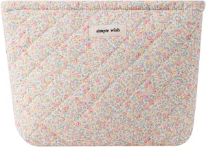 uekeboag Quilted Floral Cotton Makeup Pouch,Coquette Quilted Cosmetic Bag for Women and Girls, Aesthetic Organizer Bag, Flower Cute Travel Toiletry Bags(09 Purple and Pink)