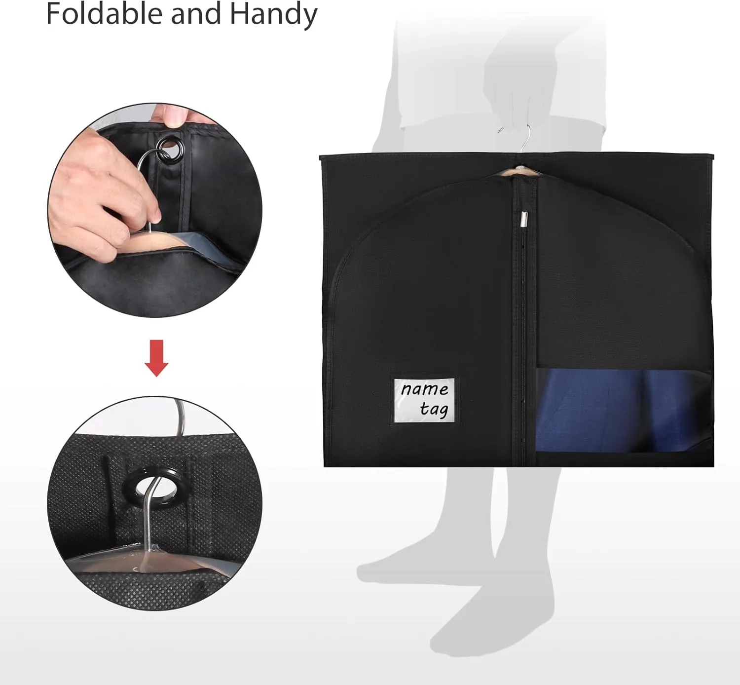 Univivi 10 Pack Suit Bags Garment Bag for Men Storage, 40-Inch Suit Bags for Closet Storage with Clear Window and ID Card Holder for Suit Jacket, Skirt, Shirt and Coat