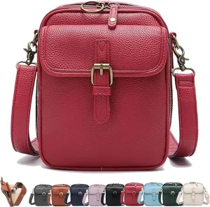 Urvashi Women's Anti-Theft Vintage Crossbody Bag-Large Capacity Leather Purse with 10 Card Slots & Lockable Zipper