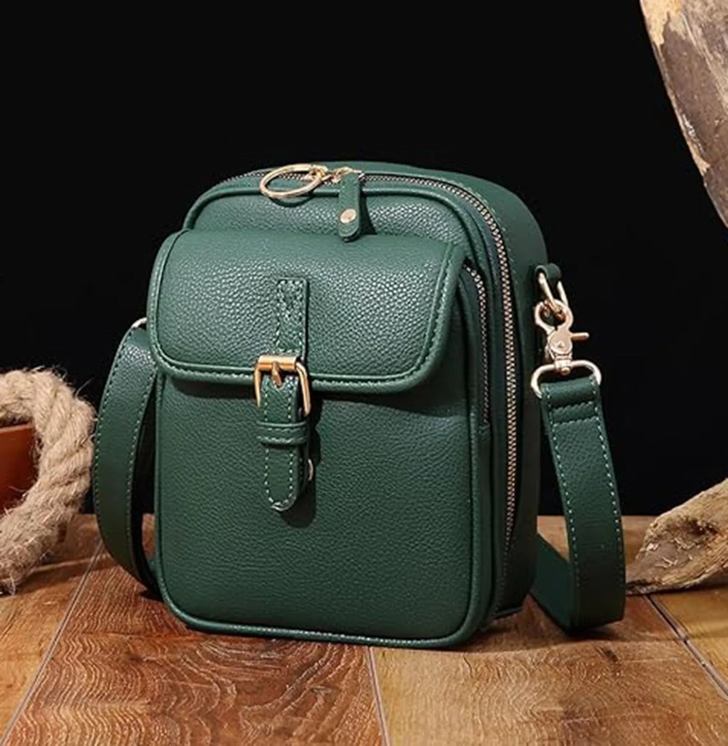 Urvashi Women's Anti-Theft Vintage Crossbody Bag-Large Capacity Leather Purse with 10 Card Slots & Lockable Zipper