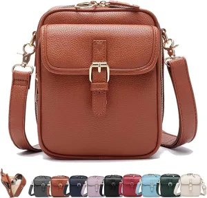 Urvashi Women's Anti-Theft Vintage Crossbody Bag-Large Capacity Leather Purse with 10 Card Slots & Lockable Zipper