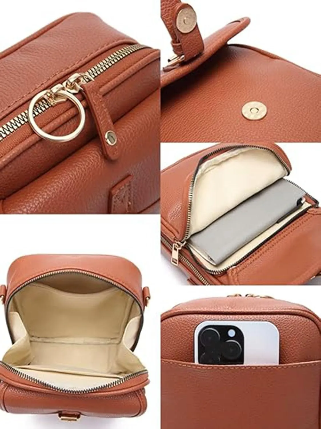 Urvashi Women's Anti-Theft Vintage Crossbody Bag-Large Capacity Leather Purse with 10 Card Slots & Lockable Zipper