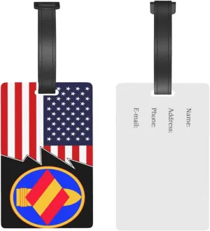 US Army 142nd Field Artillery Brigade Shoulder Sleeve Insignia and America Luggage Tags for Suitcases Travel Tags ID Labels for Women Men Travel Bag Luggage Accessories