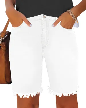 Utyful Women Summer Frayed Ripped Bermuda Shorts Distressed Denim Jeans Short