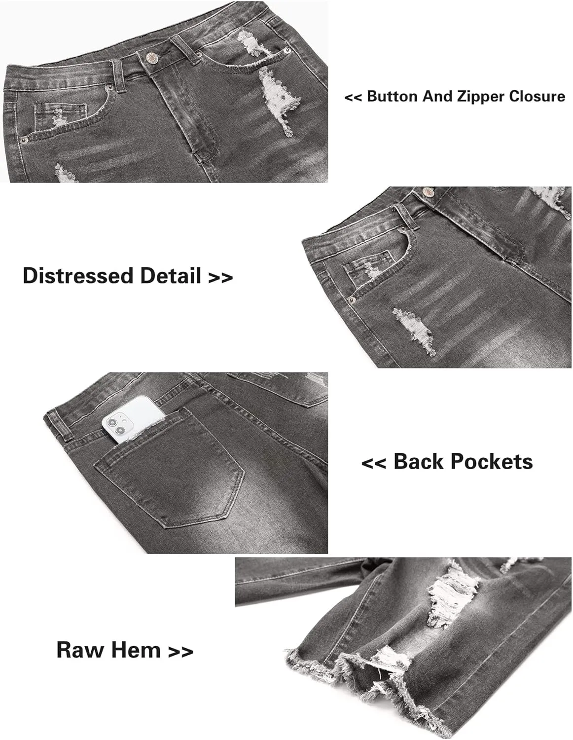 Utyful Women Summer Frayed Ripped Bermuda Shorts Distressed Denim Jeans Short