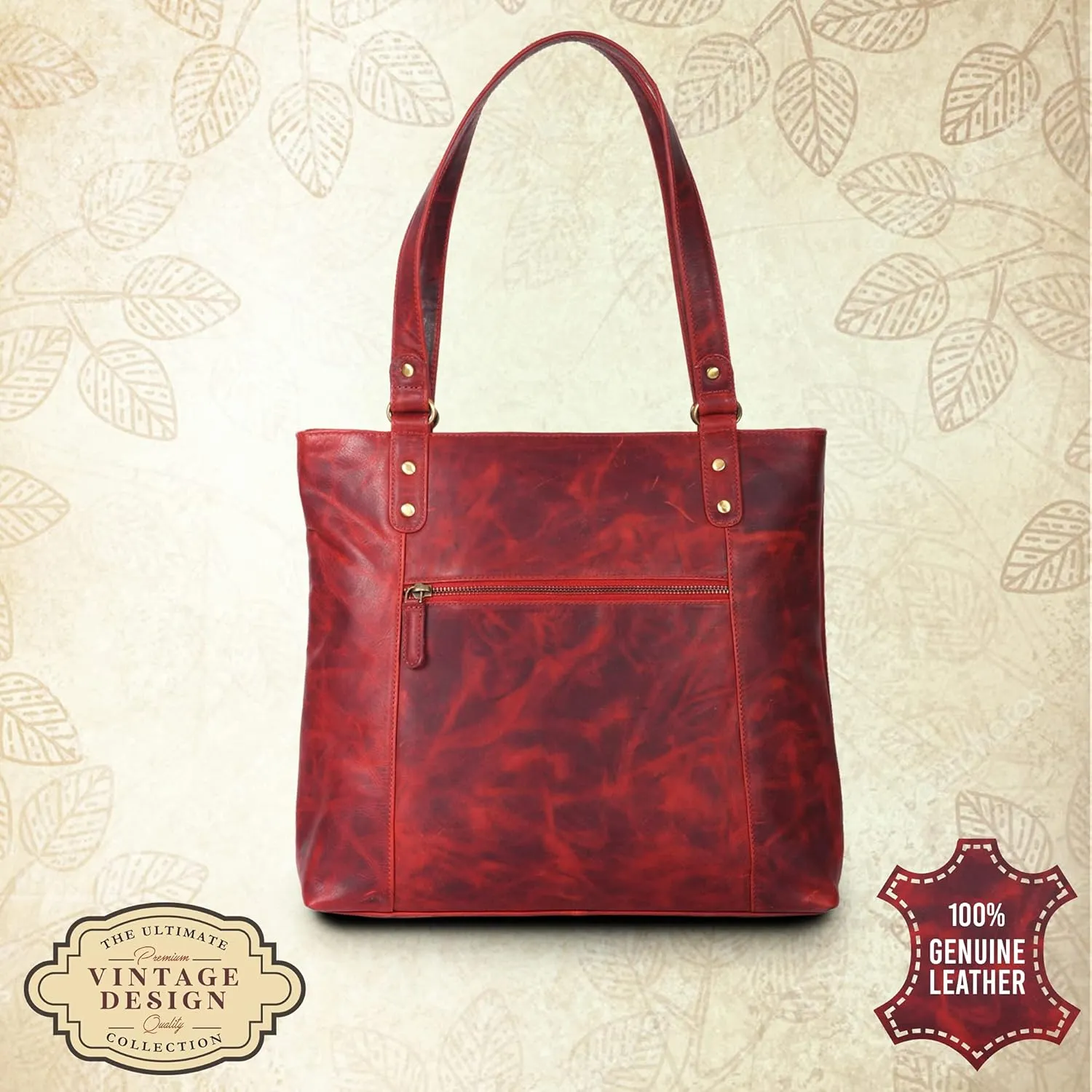 VALENCHI-Leather Shoulder Bag with Front and Back Zipper pocket with Large storage capacity