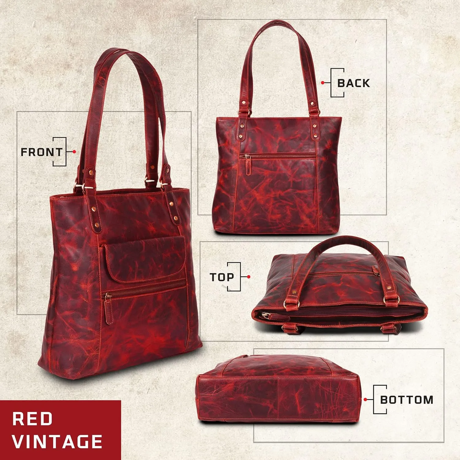 VALENCHI-Leather Shoulder Bag with Front and Back Zipper pocket with Large storage capacity