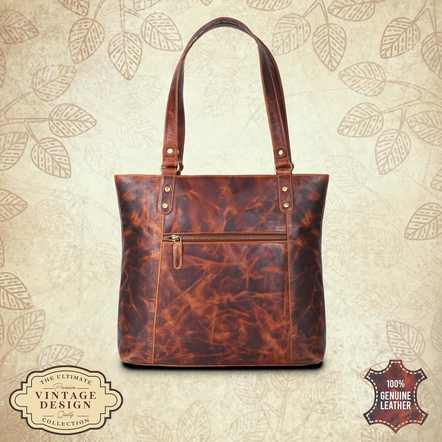 VALENCHI-Leather Shoulder Bag with Front and Back Zipper pocket with Large storage capacity