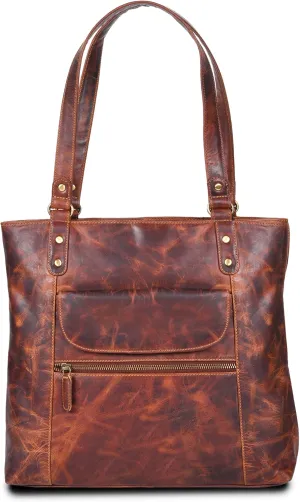 VALENCHI-Leather Shoulder Bag with Front and Back Zipper pocket with Large storage capacity