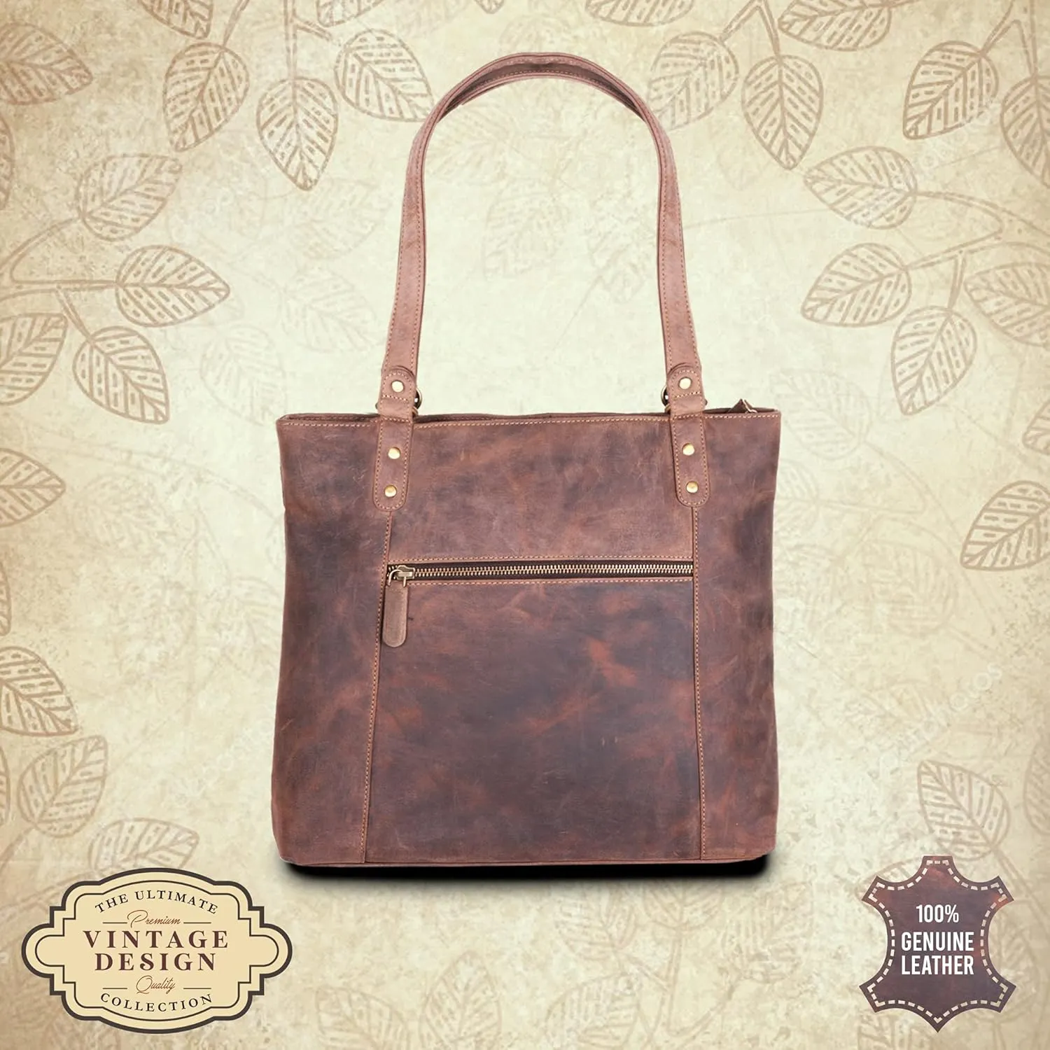 VALENCHI-Leather Shoulder Bag with Front and Back Zipper pocket with Large storage capacity