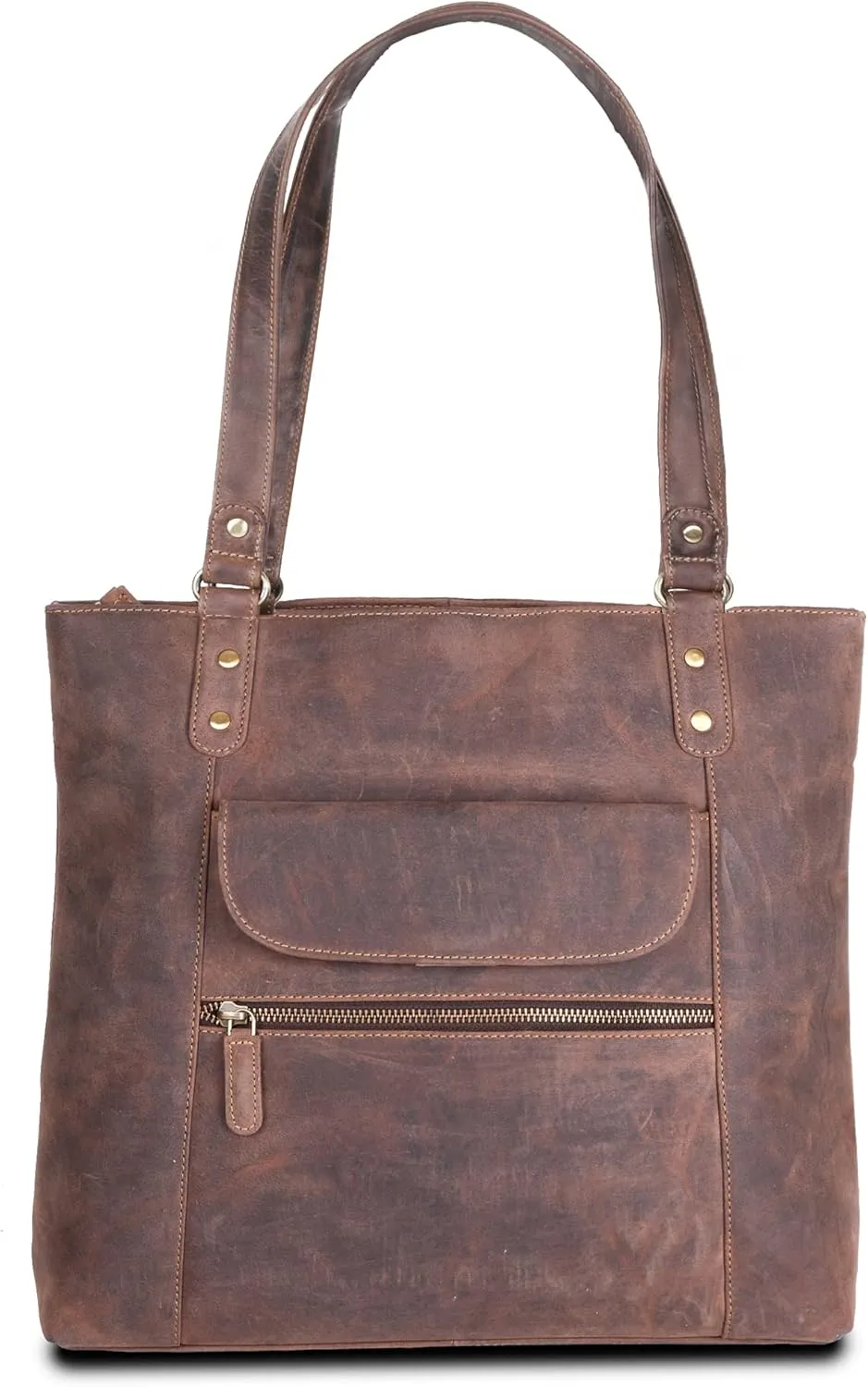 VALENCHI-Leather Shoulder Bag with Front and Back Zipper pocket with Large storage capacity