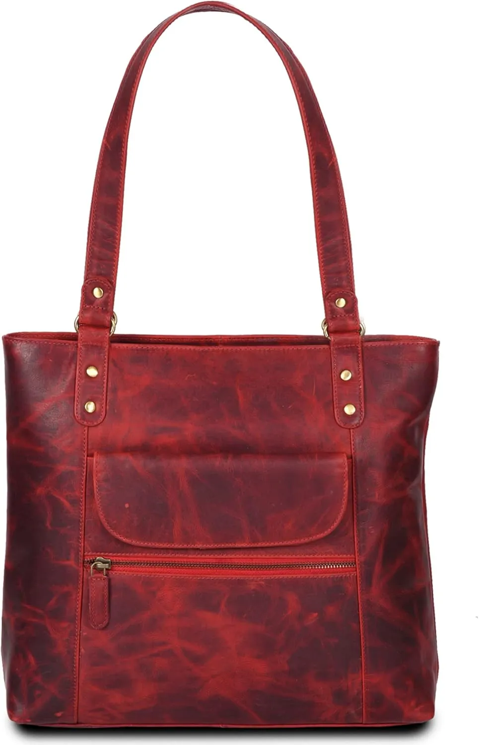 VALENCHI-Leather Shoulder Bag with Front and Back Zipper pocket with Large storage capacity