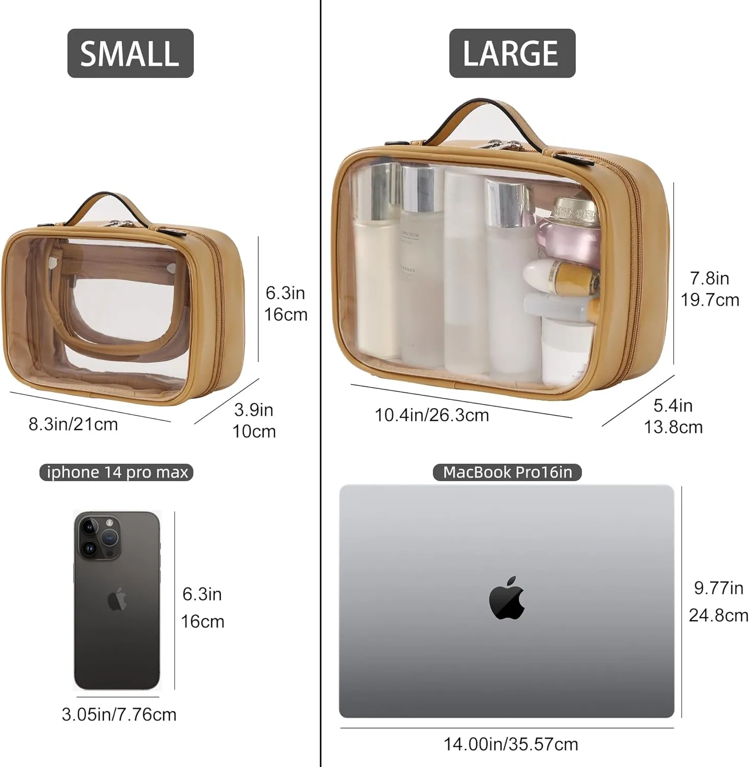 Veki Transparent Makeup Bag Travel Cosmetic Bags Case Waterproof Toiletries Bag Large Capacity Open Storage Bags Organizer With Zipper, Portable Make Up Organizer for Women and Girls