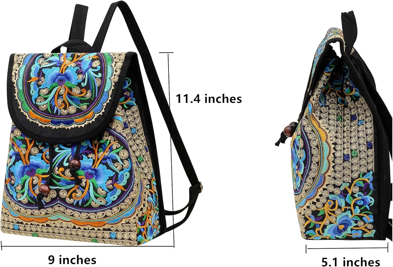 Vintage Embroidered Women Backpacks Boho Backpack Purse Ethnic Travel Shoulder Bag for Women