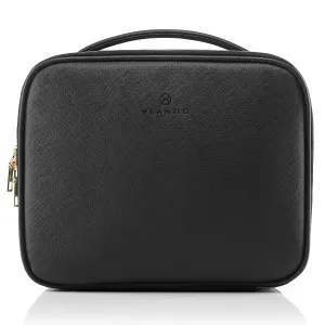 Vlando Valentines Day Gifts,Travel Makeup Bag Makeup Organizer Bag Travel Train Case Portable Cosmetic Artist Storage Bag with Adjustable Dividers for Cosmetics Makeup Brushes, Black