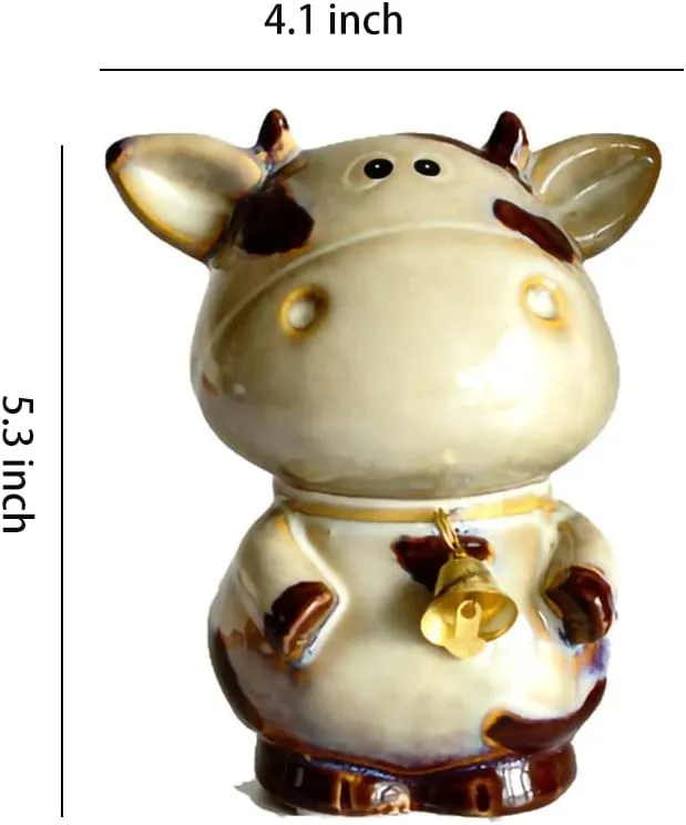 WAIT FLY Cow Piggy Coin Bank, Ceramic Animal Money Box