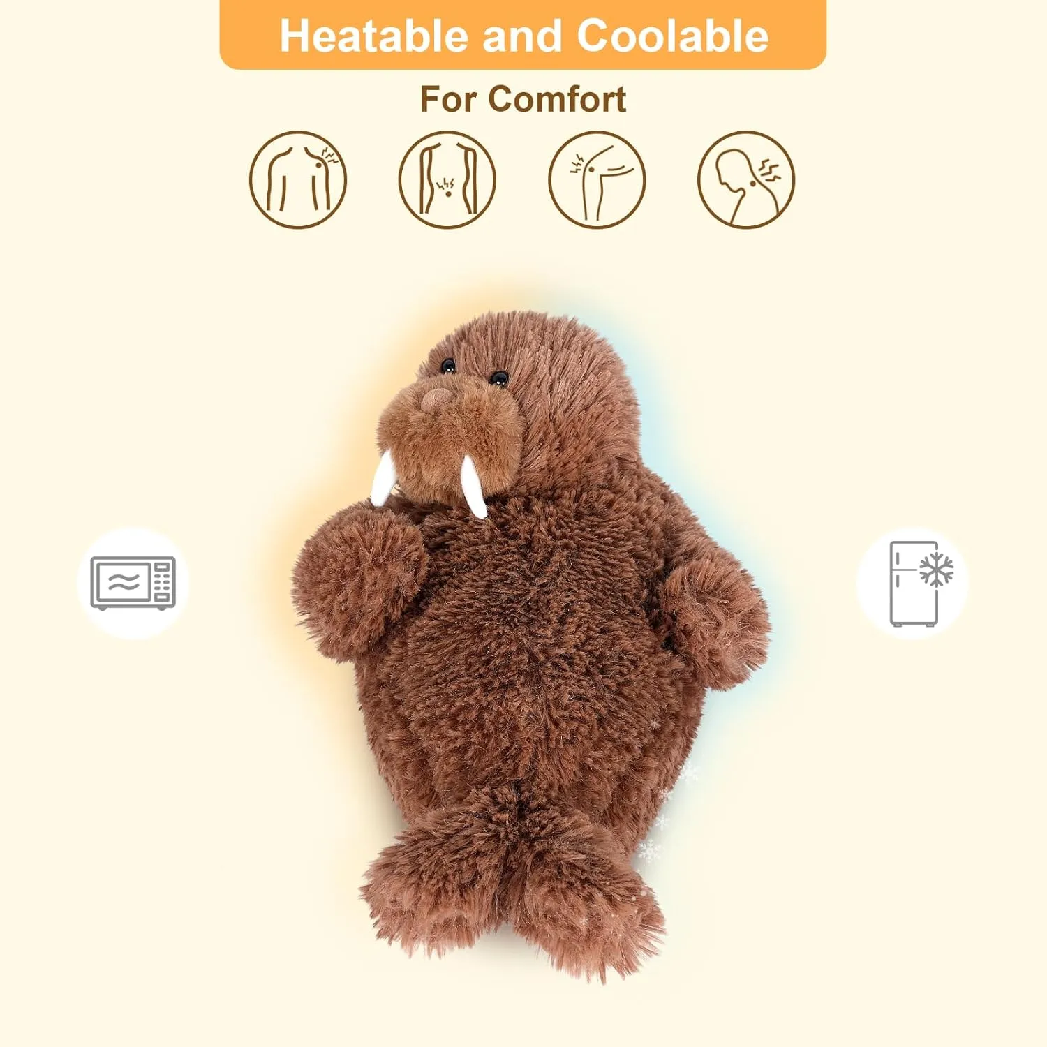 Warming Walrus Stuffed Animals, Microwavable Stuffed Animal Heating Pads for Soothing, Anxiety and Stress Relief, Cuddly Companion Plush Toys Gifts for Kids & Adults