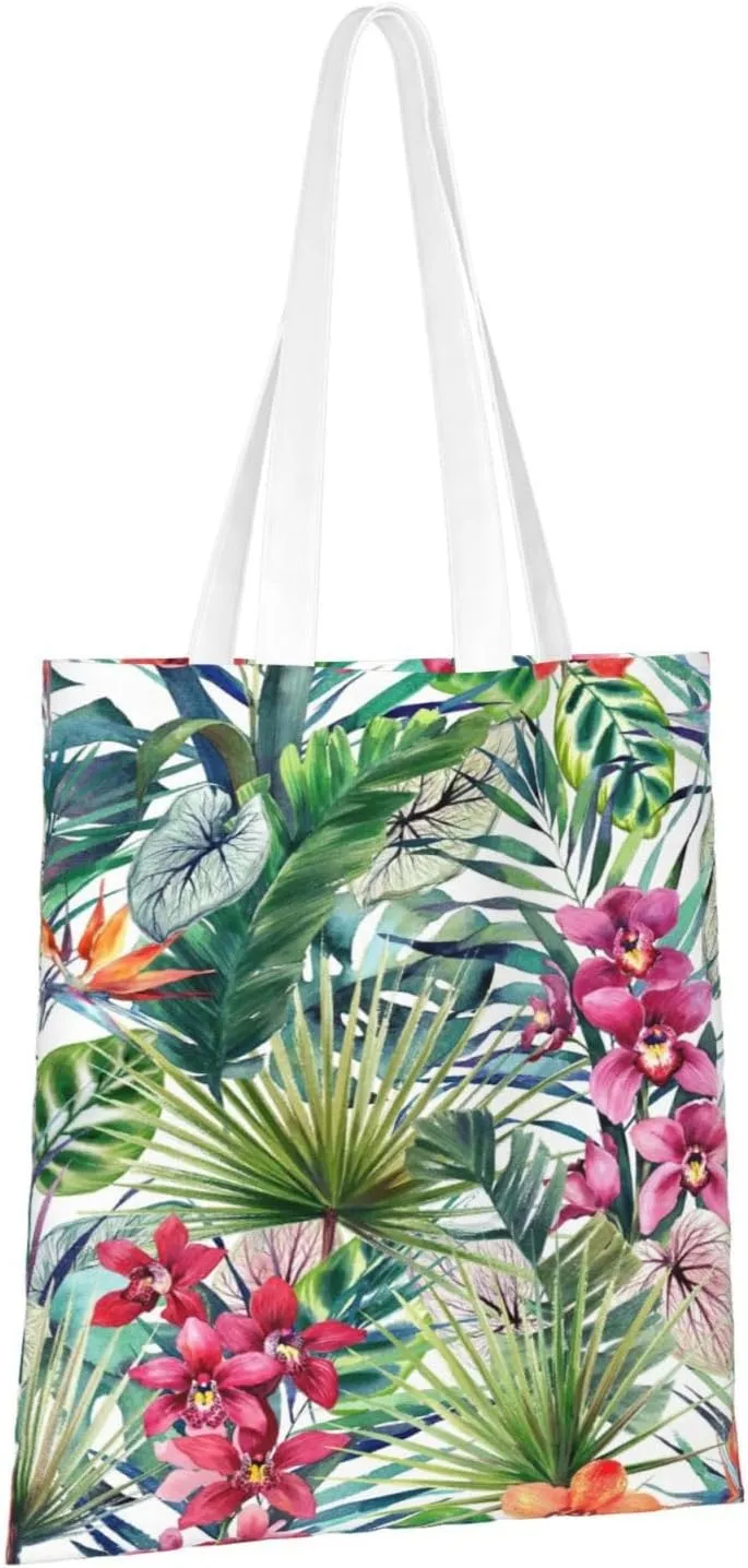 Wild Animals Print Large Canvas Beach Travel Reusable Grocery Shopping Tote Bag Portable Storage Handbag