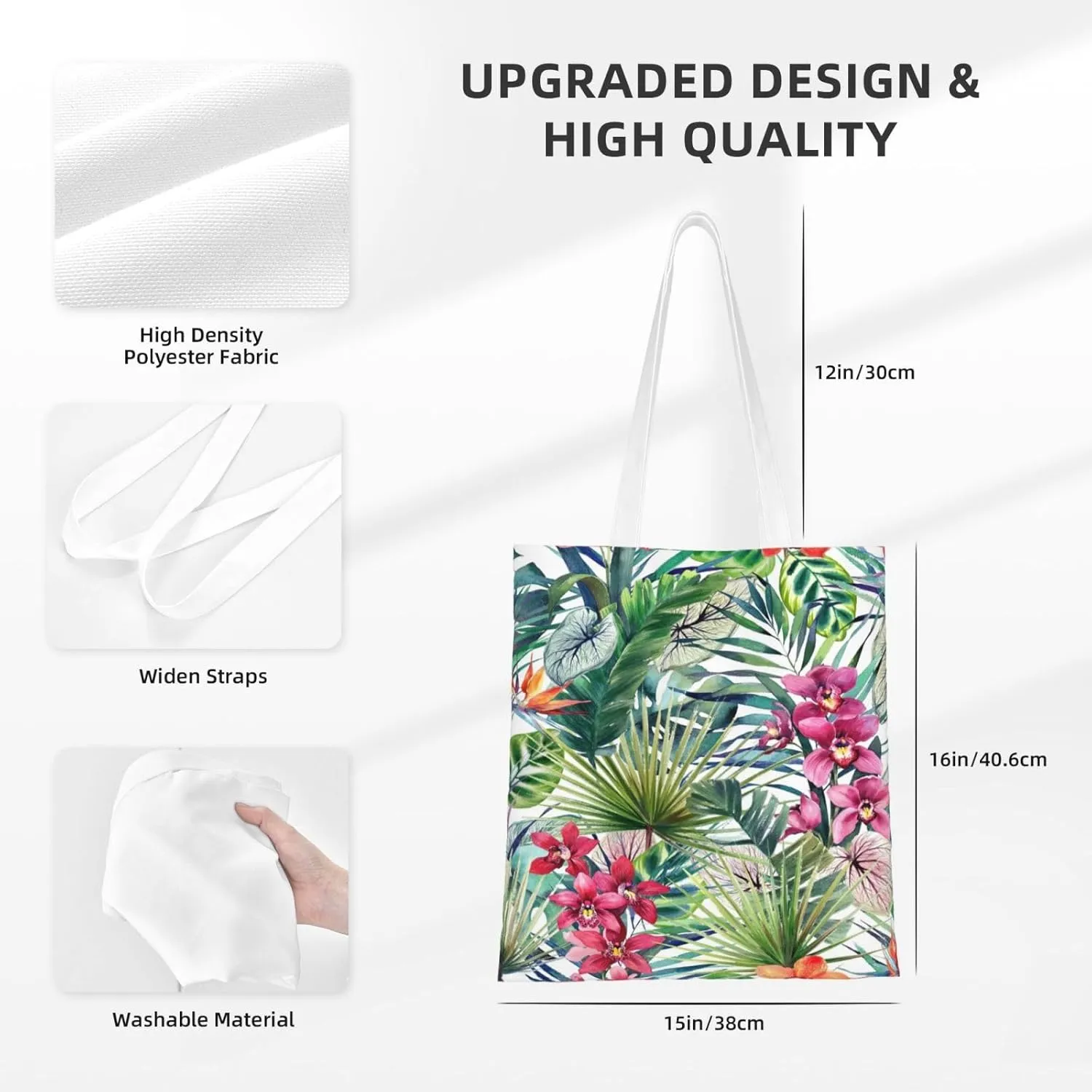 Wild Animals Print Large Canvas Beach Travel Reusable Grocery Shopping Tote Bag Portable Storage Handbag