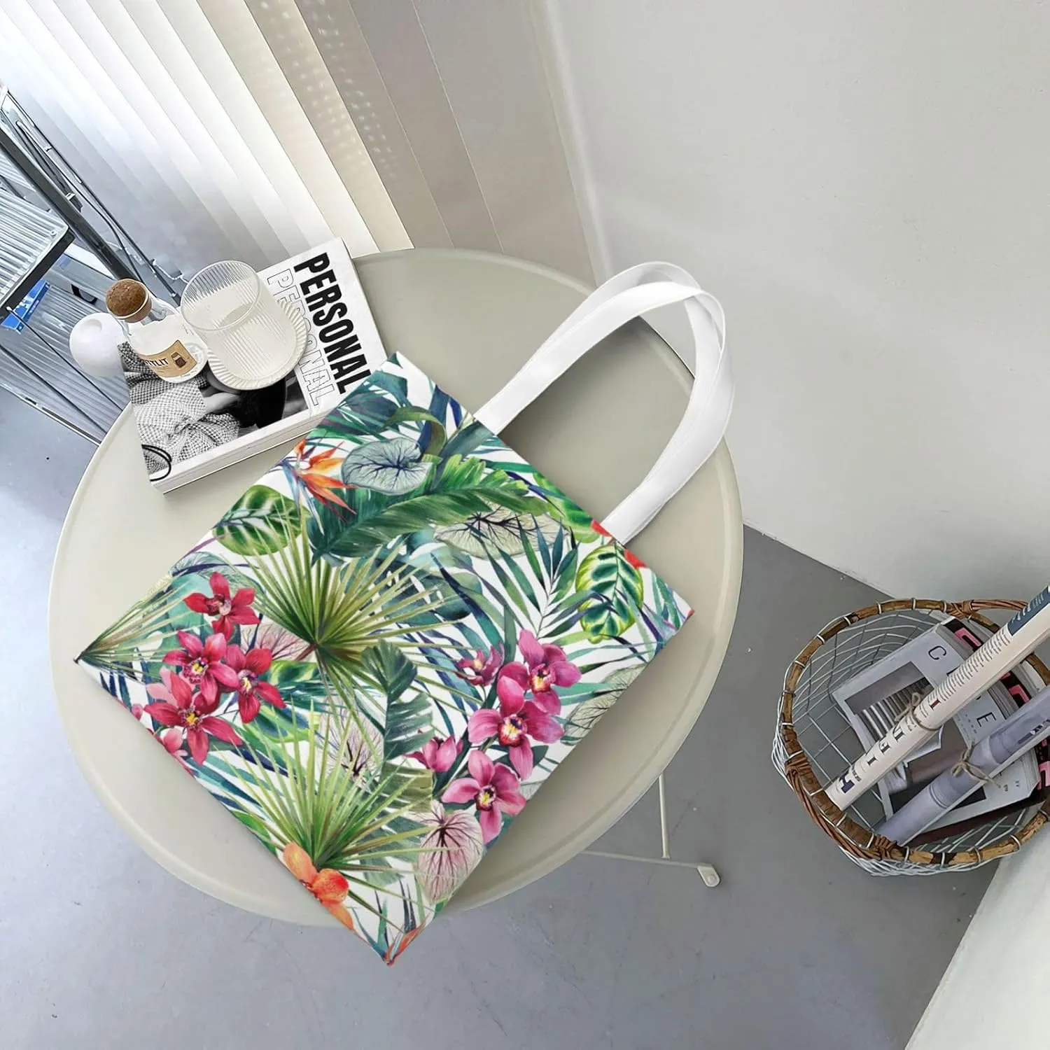 Wild Animals Print Large Canvas Beach Travel Reusable Grocery Shopping Tote Bag Portable Storage Handbag