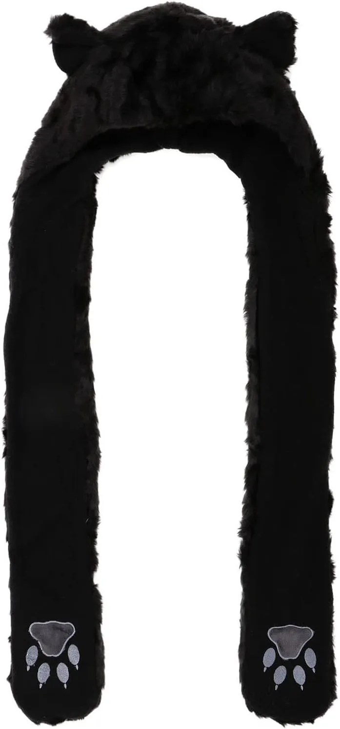 Winter Warm Plush Faux Fur Animal Paws Hat Hoods Gloves Scarf