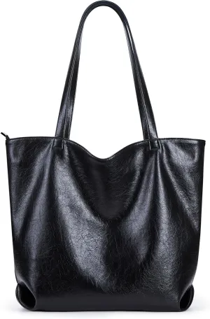WLLWOO WLLWOO Soft PU Leather Tote Bag for Women Large Casual Hobo Handbags with Zipper Shoulder Work Bag Travel Purse