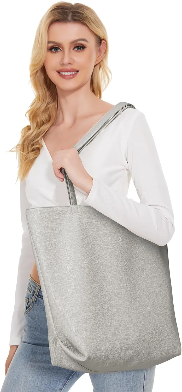 WLLWOO WLLWOO Soft PU Leather Tote Bag for Women Large Casual Hobo Handbags with Zipper Shoulder Work Bag Travel Purse