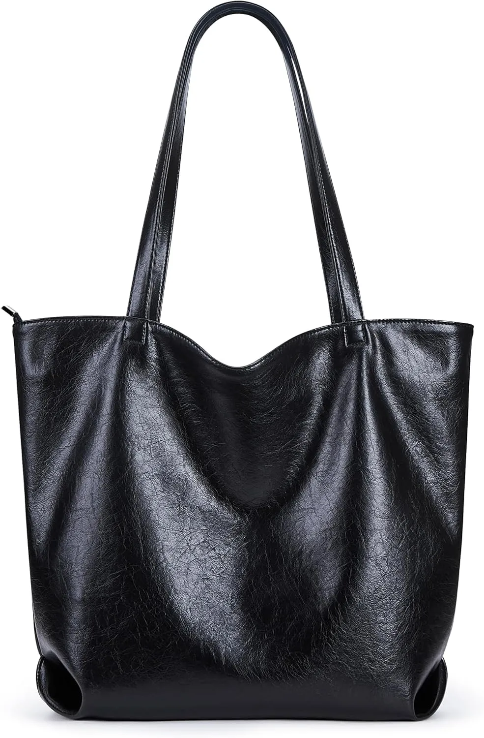 WLLWOO WLLWOO Soft PU Leather Tote Bag for Women Large Casual Hobo Handbags with Zipper Shoulder Work Bag Travel Purse