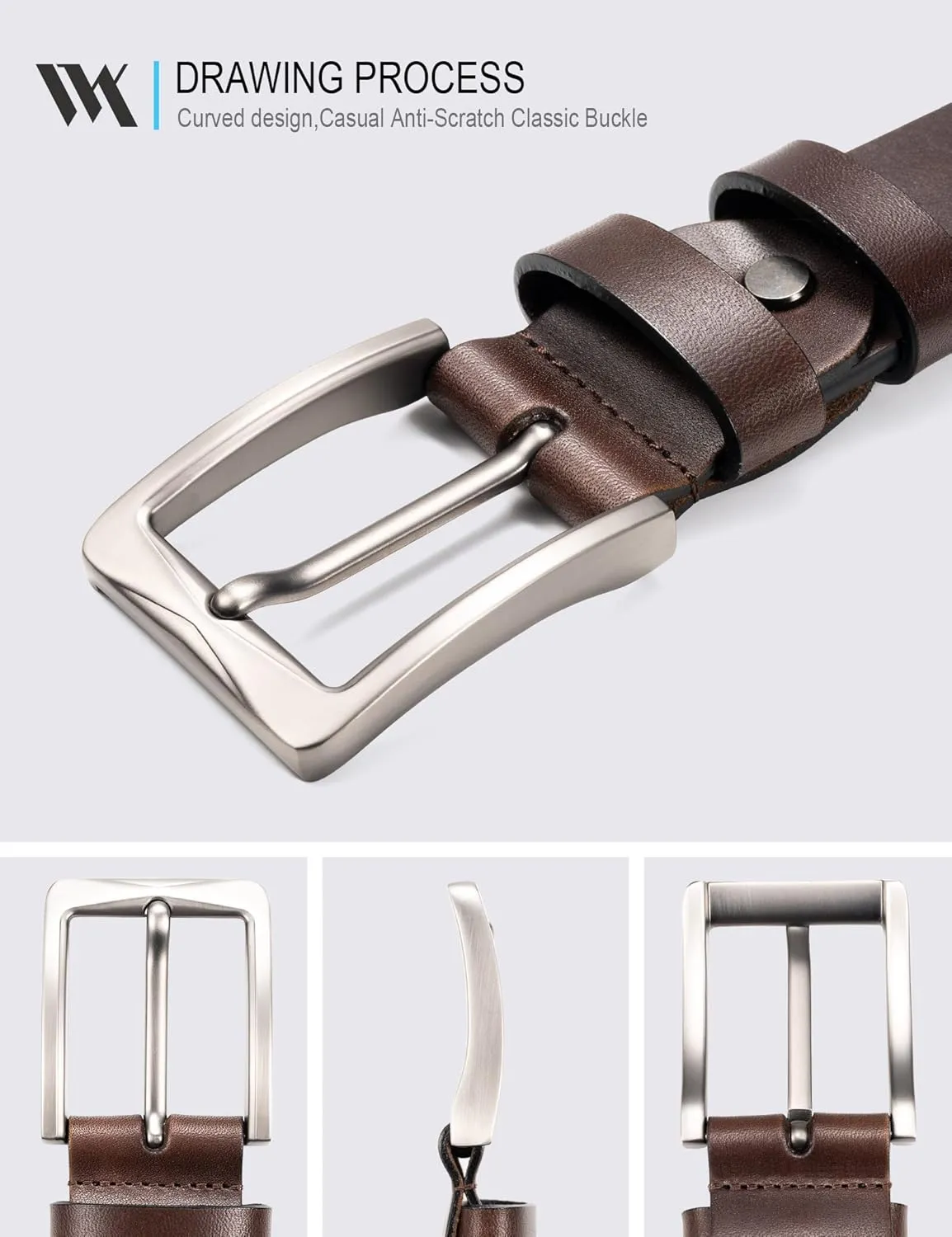 WOLFANT 1.5" Full Grain Leather Belt for Men,100% Italian Solid Durable Leather