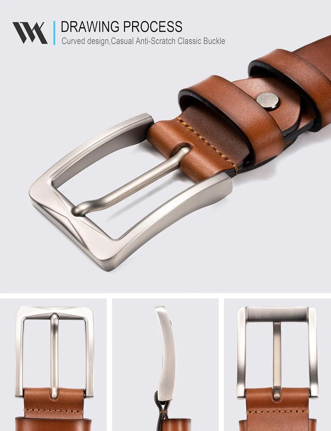 WOLFANT 1.5" Full Grain Leather Belt for Men,100% Italian Solid Durable Leather