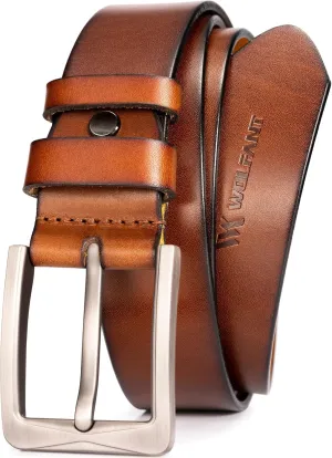 WOLFANT 1.5" Full Grain Leather Belt for Men,100% Italian Solid Durable Leather