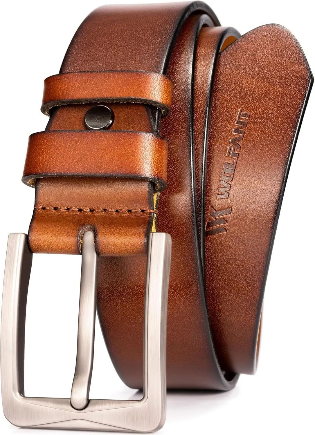 WOLFANT 1.5" Full Grain Leather Belt for Men,100% Italian Solid Durable Leather