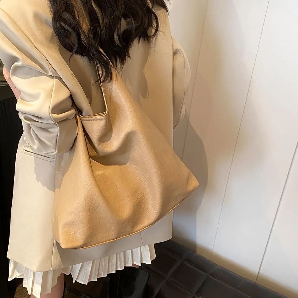 Women Fashion Shoulder Bag PU Leather Leisure Tote Handbag Large Capacity Vintage Tote Handbag Daily Bag with Purs