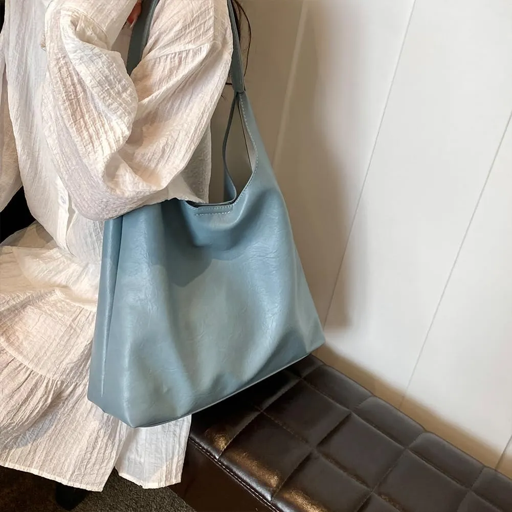 Women Fashion Shoulder Bag PU Leather Leisure Tote Handbag Large Capacity Vintage Tote Handbag Daily Bag with Purs