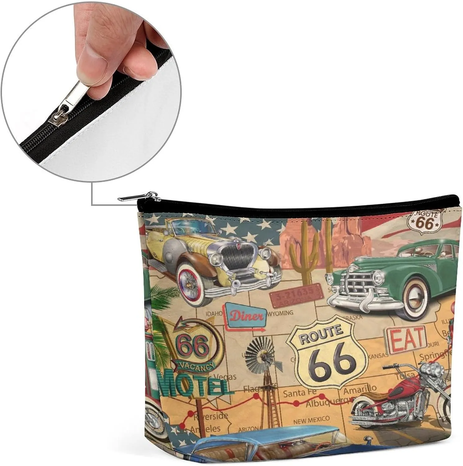 Women PU Leather Cosmetic Bag, Makeup Case Purse Holder Zipper Pouch Handbag Organizer Toiletry Storage 6.8x5.9x2.3 in