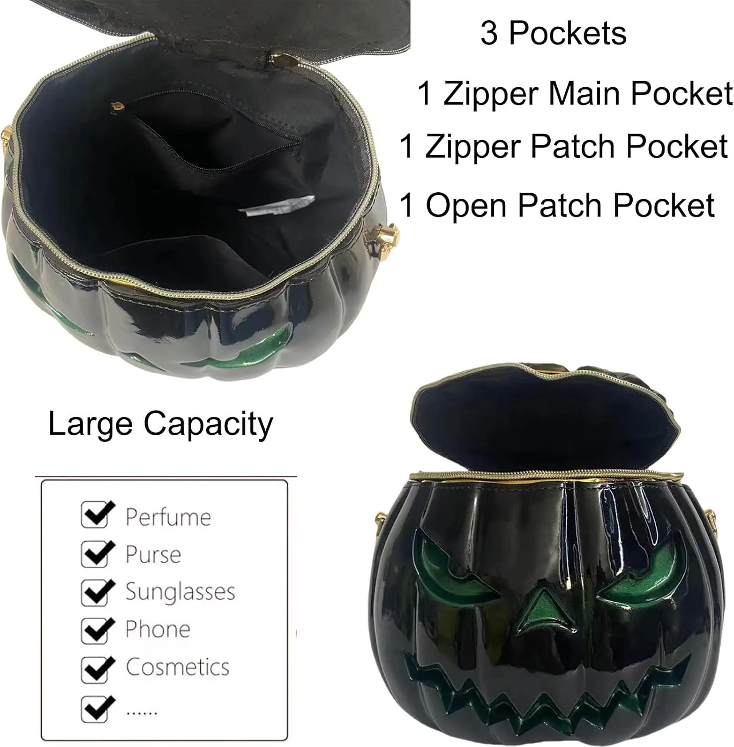 Women Pumpkin Shaped Crossbody Shoulder Bag Unique Weird PVC Handbag Novelty Halloween Pumpkin Purse