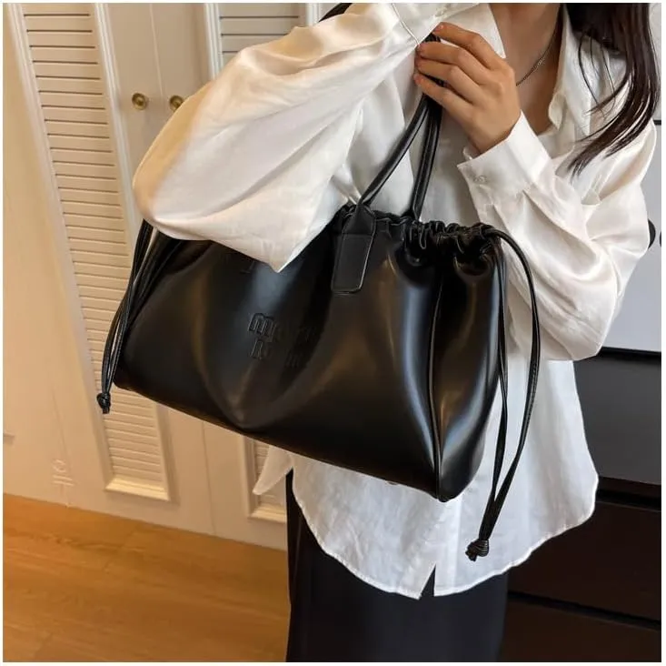 Women Soft PU Leather Shoulder Bag Vintage Slouchy Handbag Y2k Purse Leather Shoulder Bag for Women