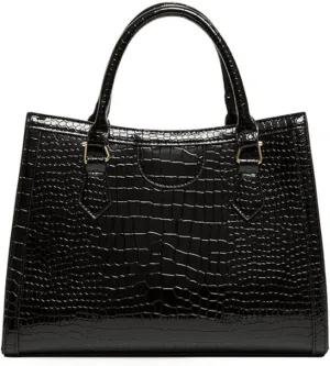 Women Tote Handbag Crocodile Pattern Shoulder Bag Faux Leather Retro Satchel Purse