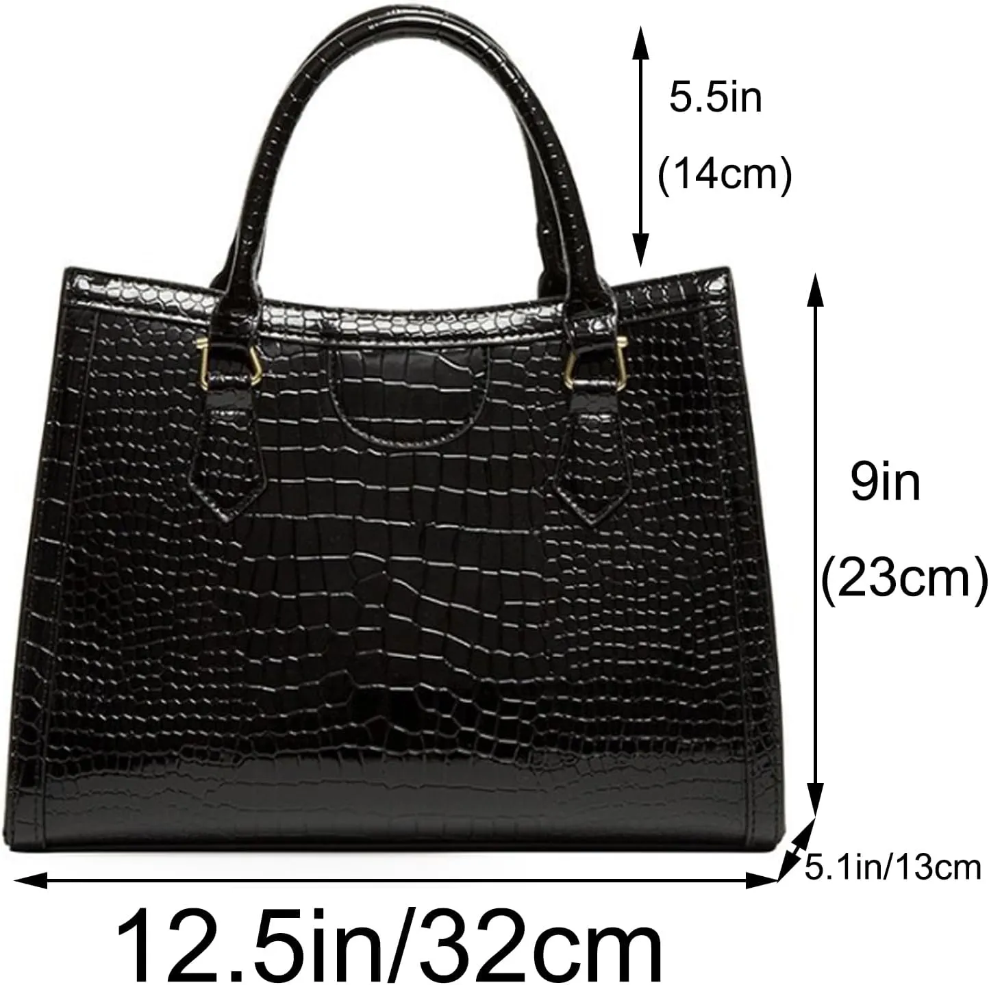 Women Tote Handbag Crocodile Pattern Shoulder Bag Faux Leather Retro Satchel Purse